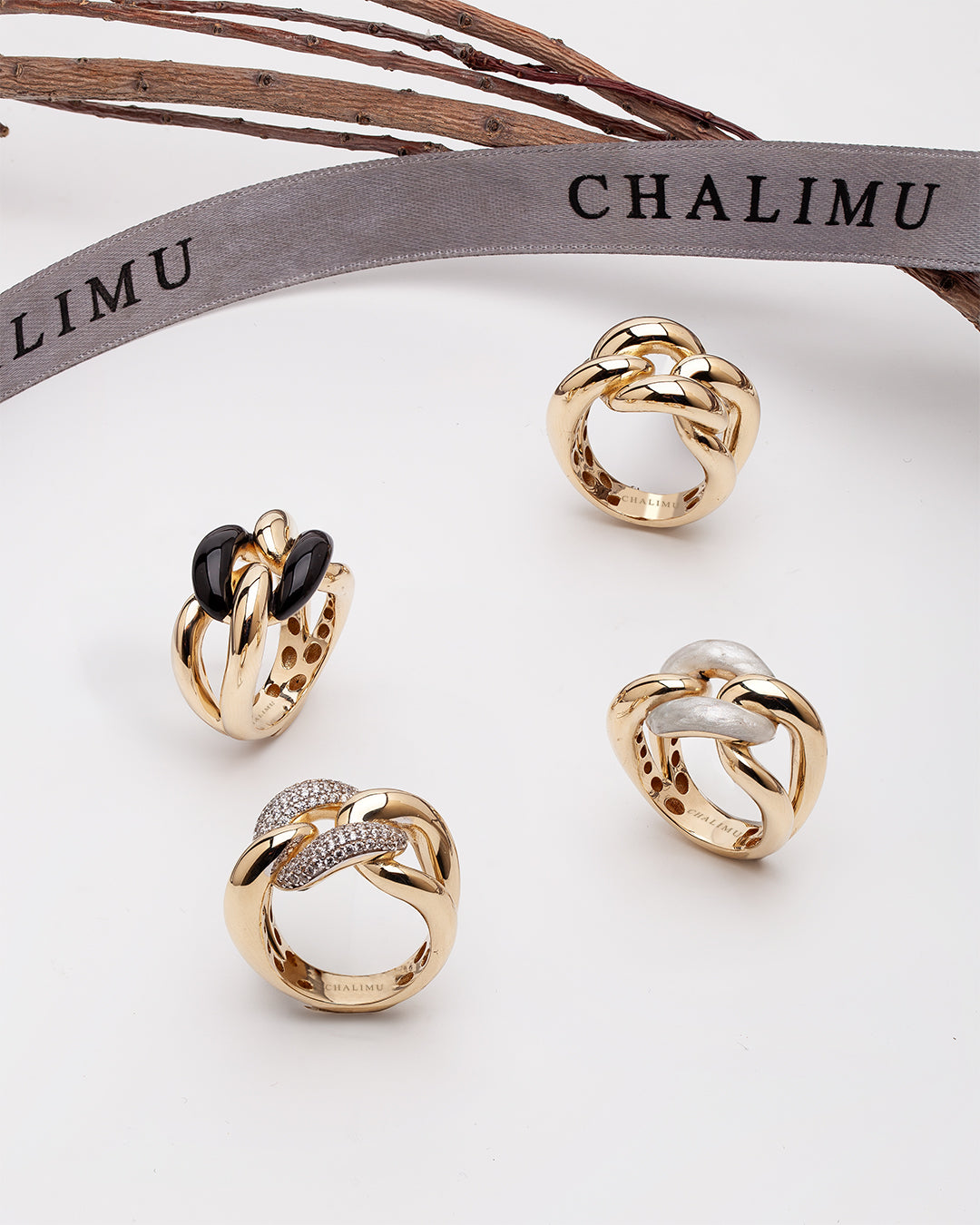 Les Liens Infinies - Sedef Mineli Sarı Altın Yüzük