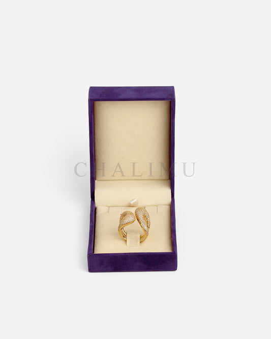 Charme de Médie - Grande Taşlı Sarı Altın Yüzük