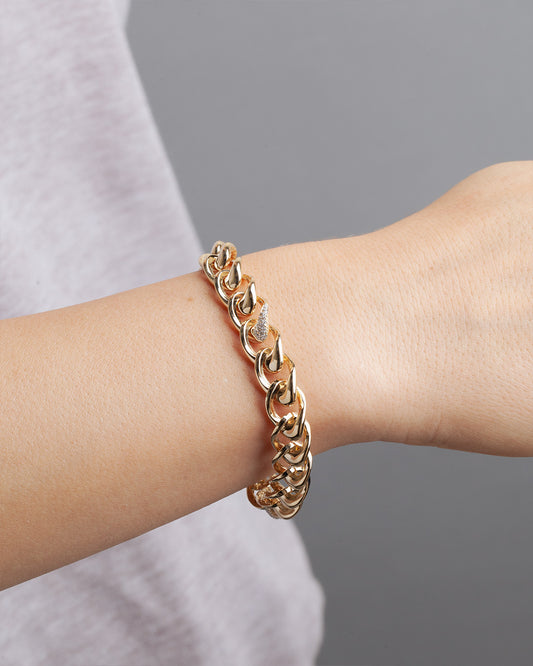 Lien Céleste - Taşlı Sarı Altın Bileklik
