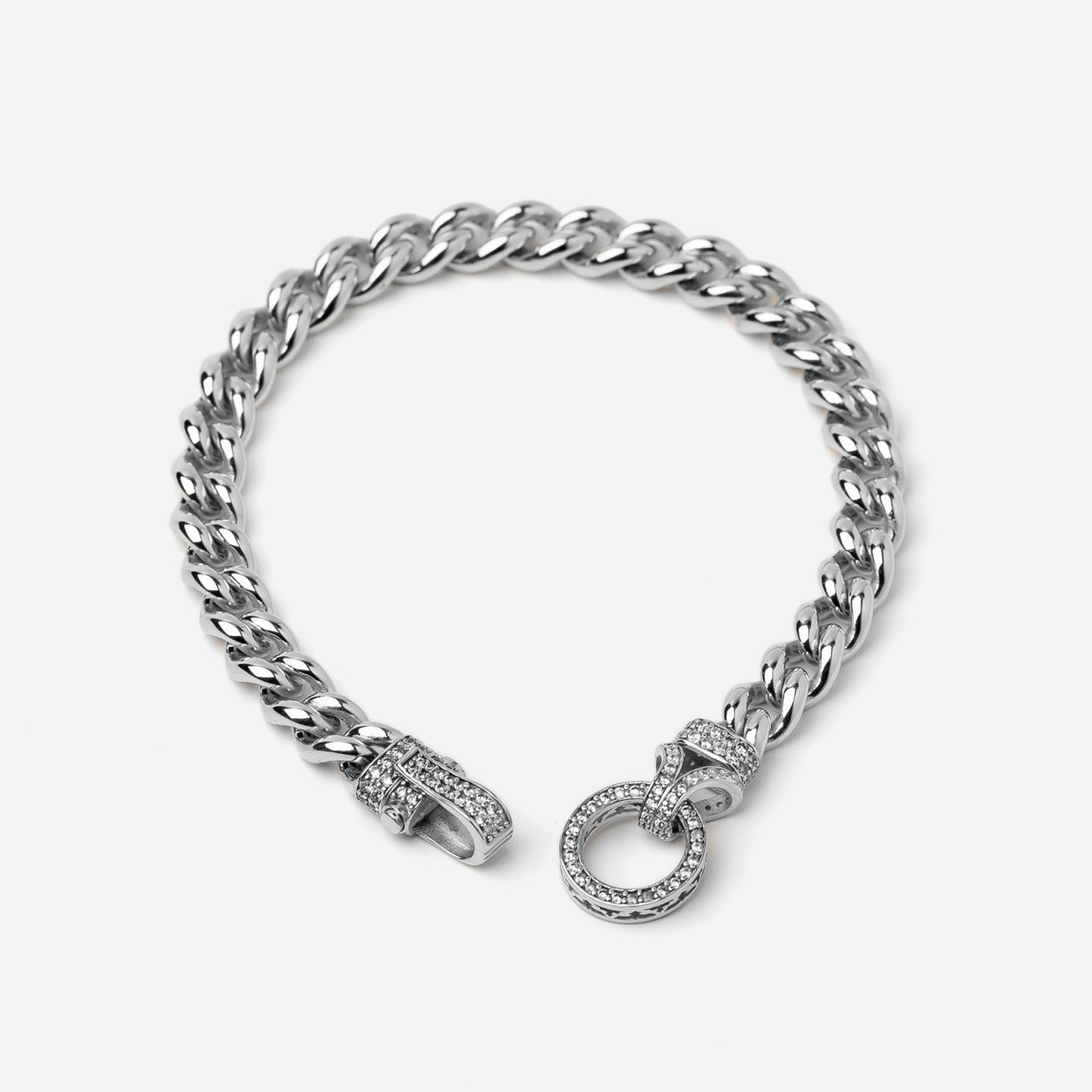 Halka Motif 7mm Beyaz Altın Bileklik