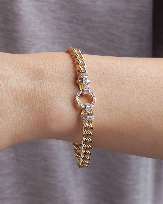 Liens de Grâce - Halka Motif Sarı Altın Bileklik