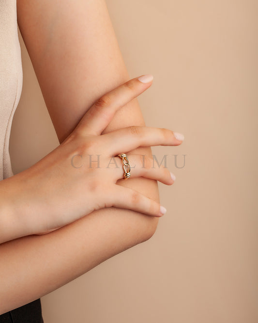 Tresse de Médie - Sarı Altın Yüzük