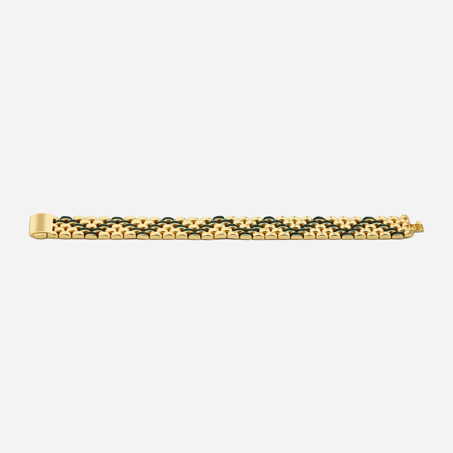 Le Lien Royal - 14MM Yeşil Mineli Sarı Altın Bileklik