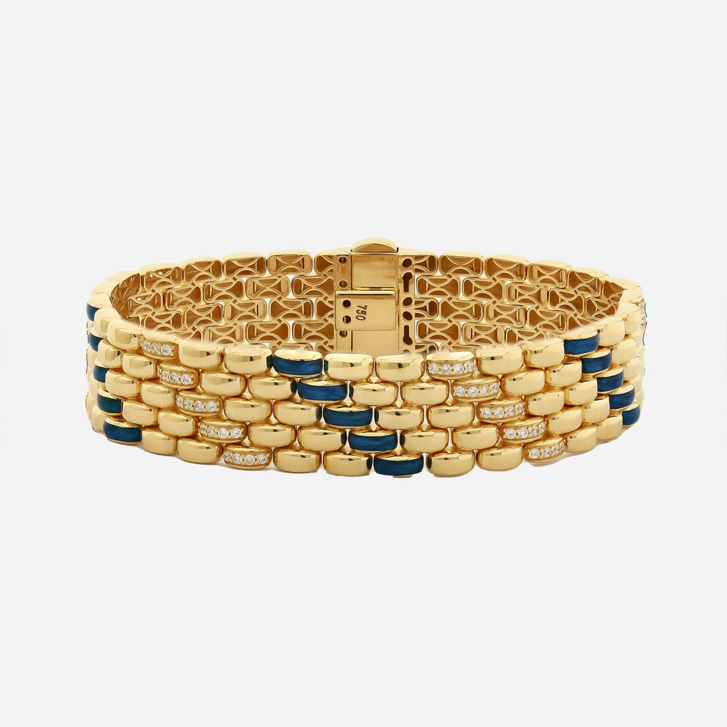 Le Lien Royal - 14MM Okyanus Mavisi Sarı Altın Bileklik