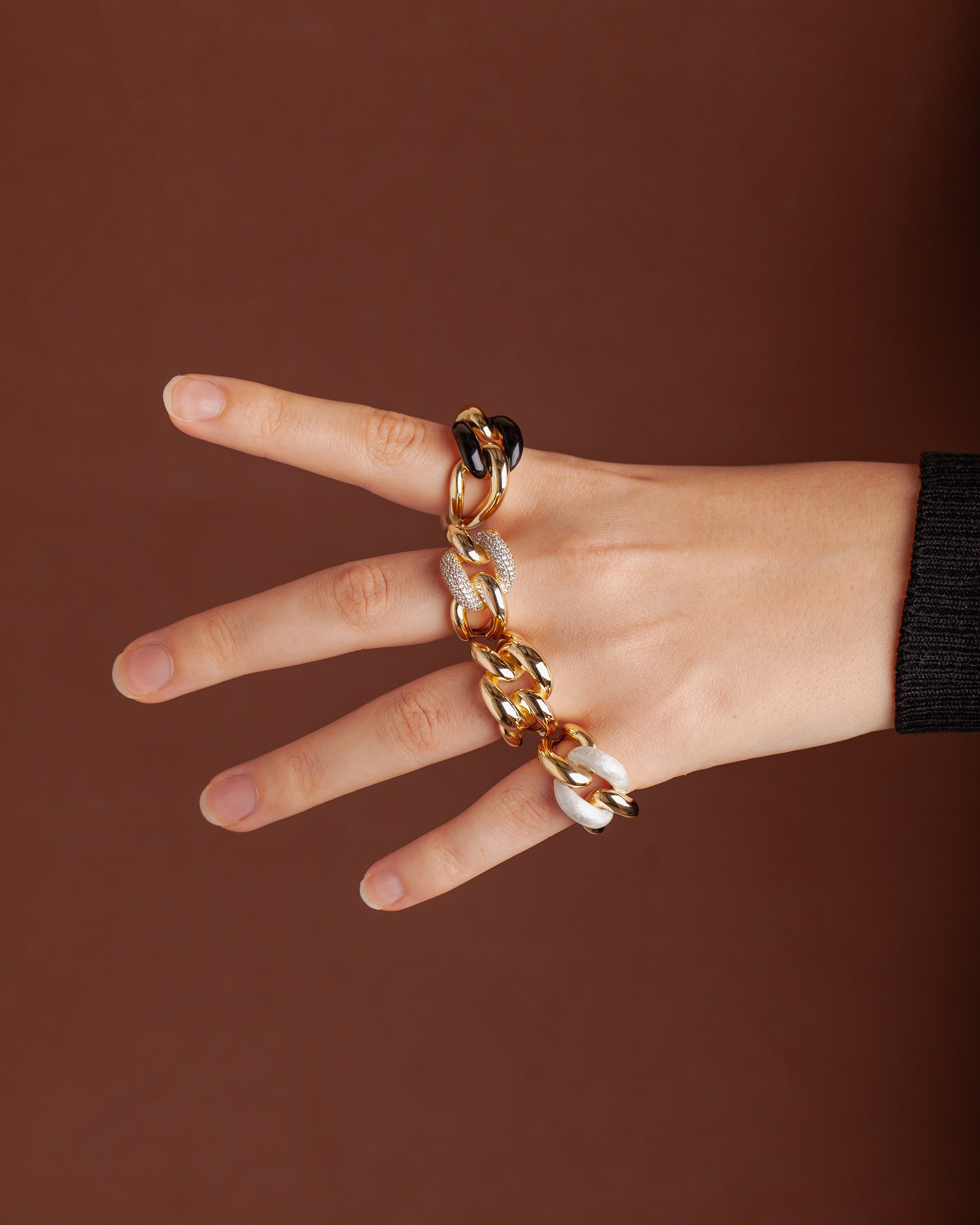 Zincir Desenli Gümüş Yüzük Sedef Mineli | Lien Infinie