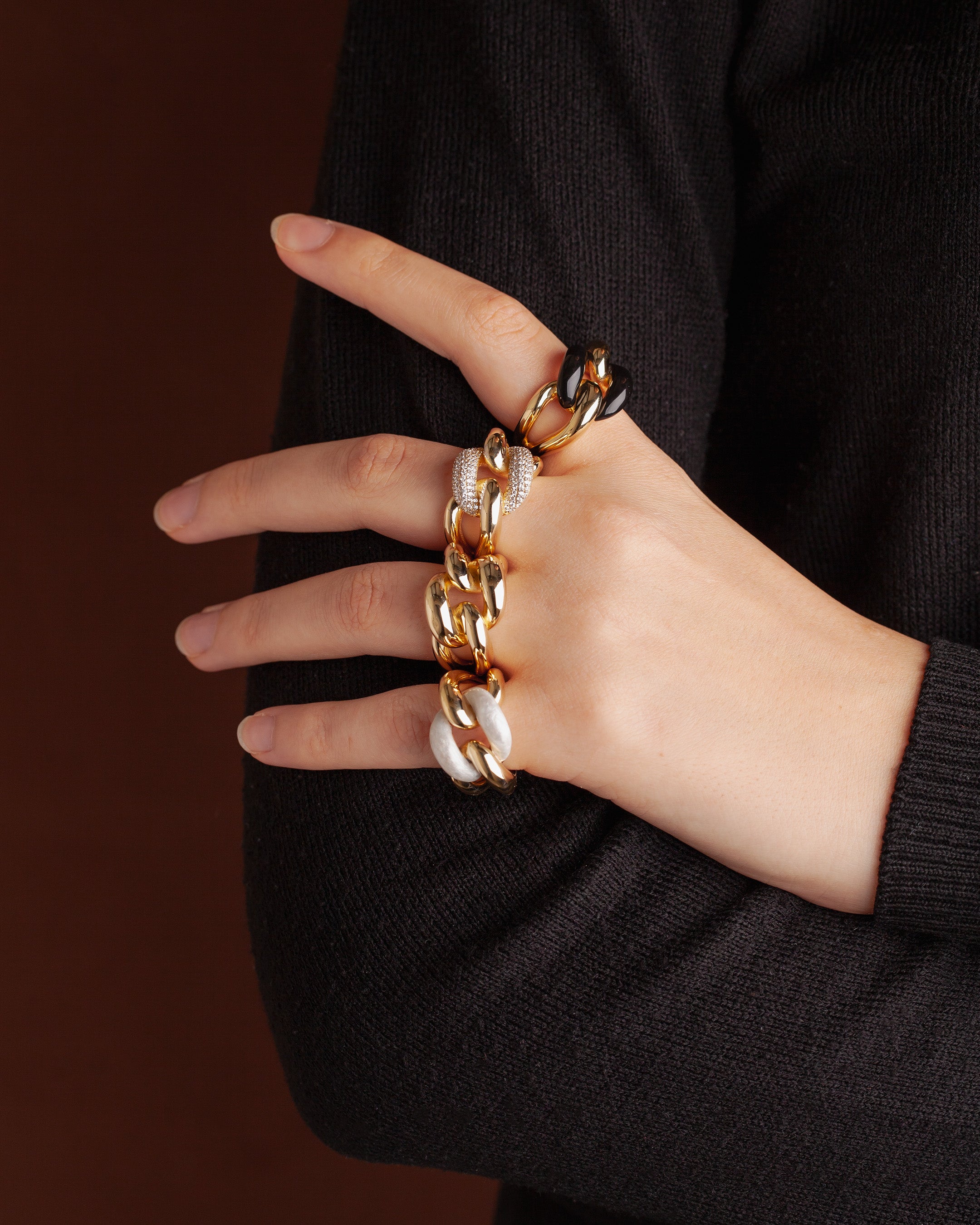 Zincir Desenli Gümüş Yüzük Sedef Mineli | Lien Infinie