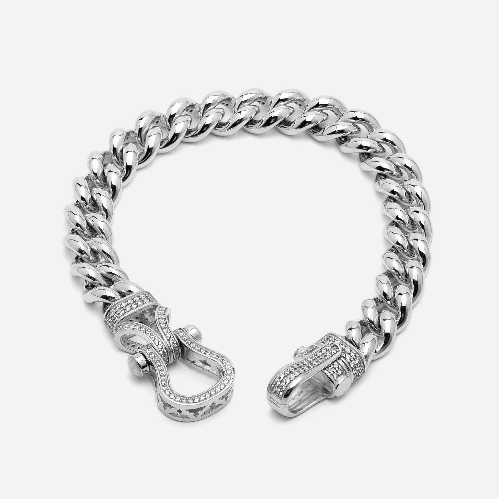 Şık 14 Ayar Beyaz Altın Zincir Bileklik 10mm | Lien Grâce