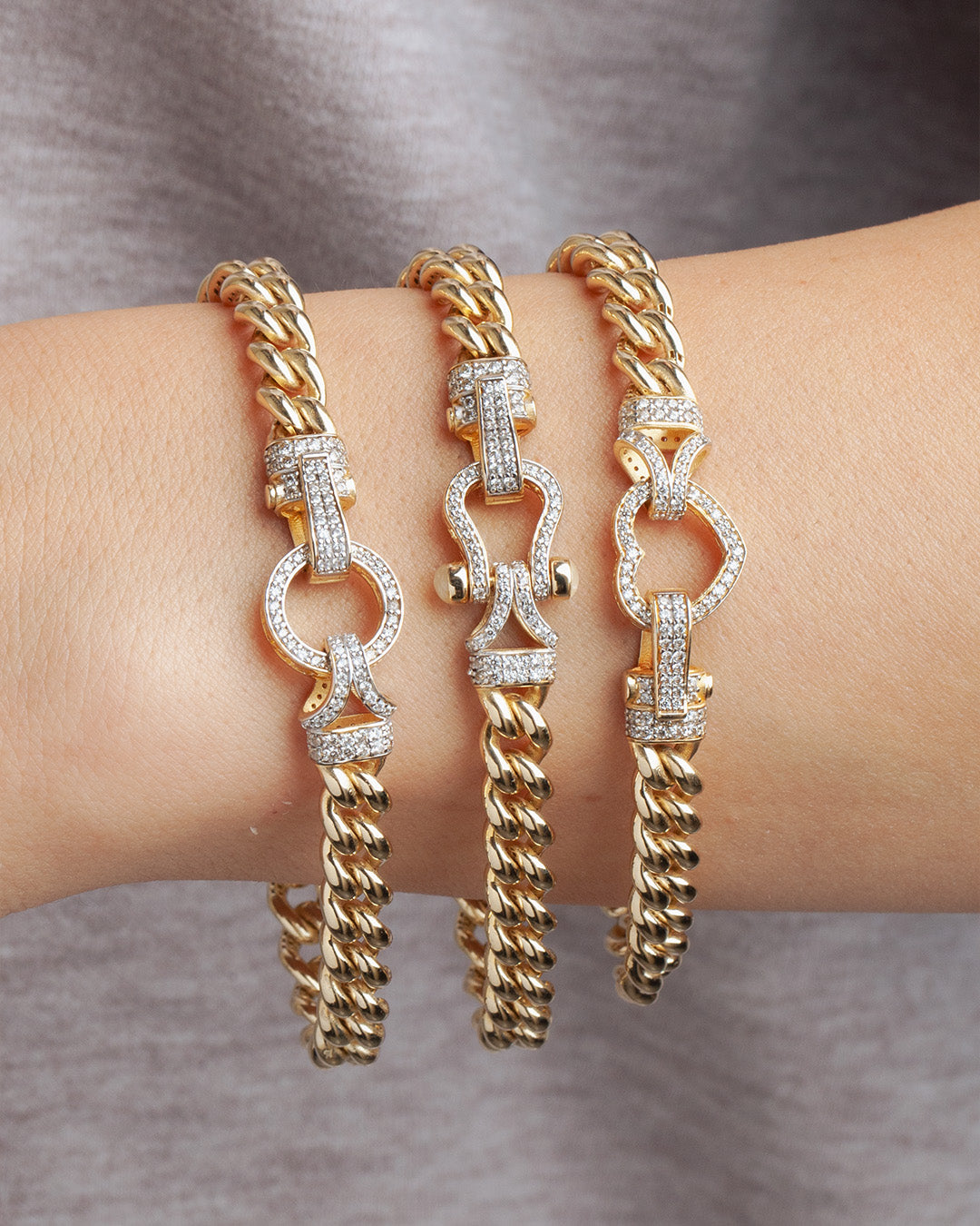 Şık 14 Ayar Beyaz Altın Zincir Bileklik 7mm Halka | Lien Grâce