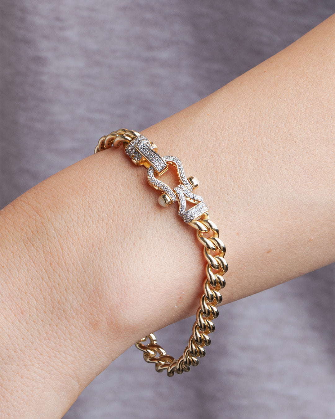 Şık 14 Ayar Beyaz Altın Zincir Bileklik 7mm | Lien Grâce