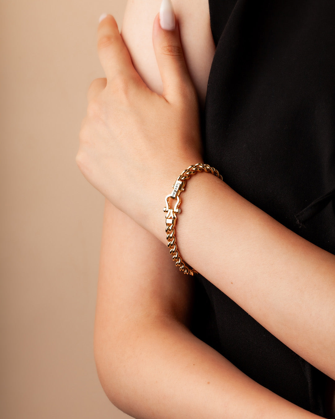 Şık 14 Ayar Altın Zincir Bileklik 7mm | Lien Grâce