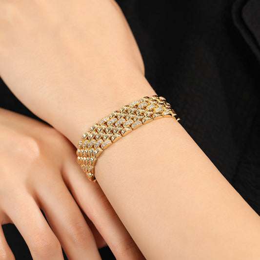 CHALIMU 14MM 14K Gold Bracelet With Stone