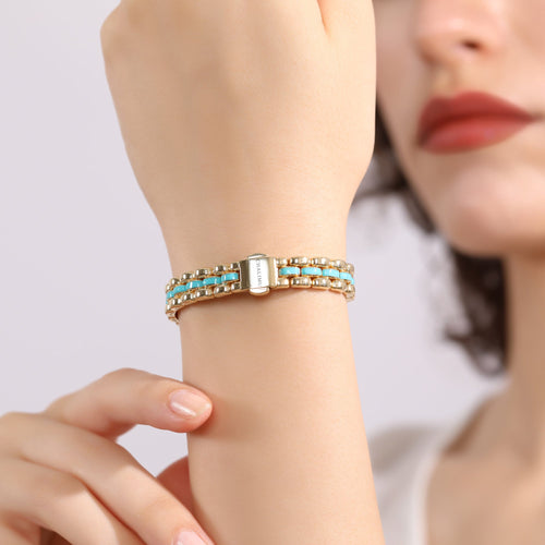 CHALIMU 9MM 14K  Gold Bracelet With Blue Enamel