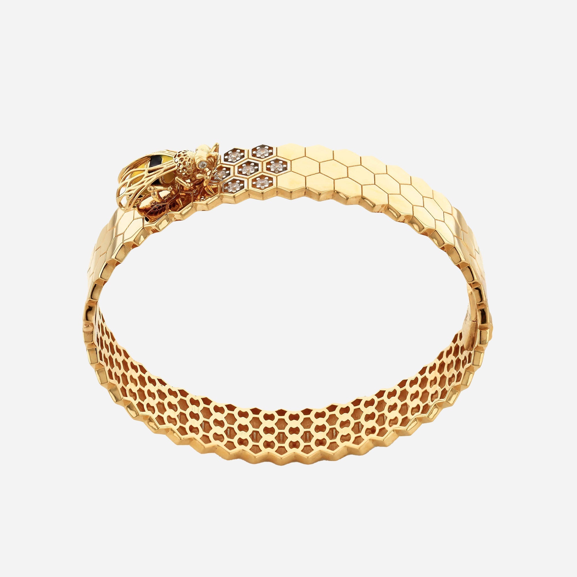 Arı 14 Ayar Altın Bilezik Taşlı | Queen De Jardin