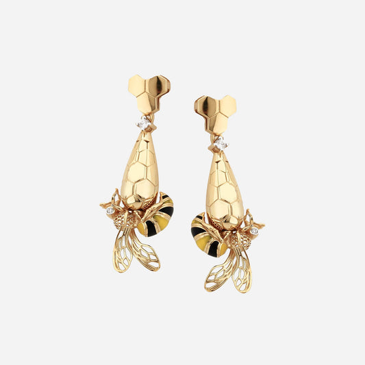 Honey Comb 14K Gold Earing