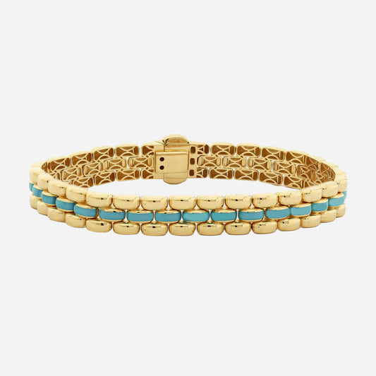 CHALIMU 9MM 14K  Gold Bracelet With Blue Enamel