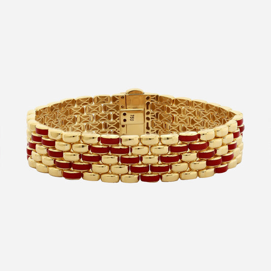 CHALIMU 14MM 14K Gold Bracelet With Red Enamel
