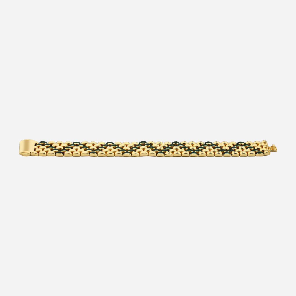 CHALIMU 14MM 14K Gold Bracelet With Green Enamel