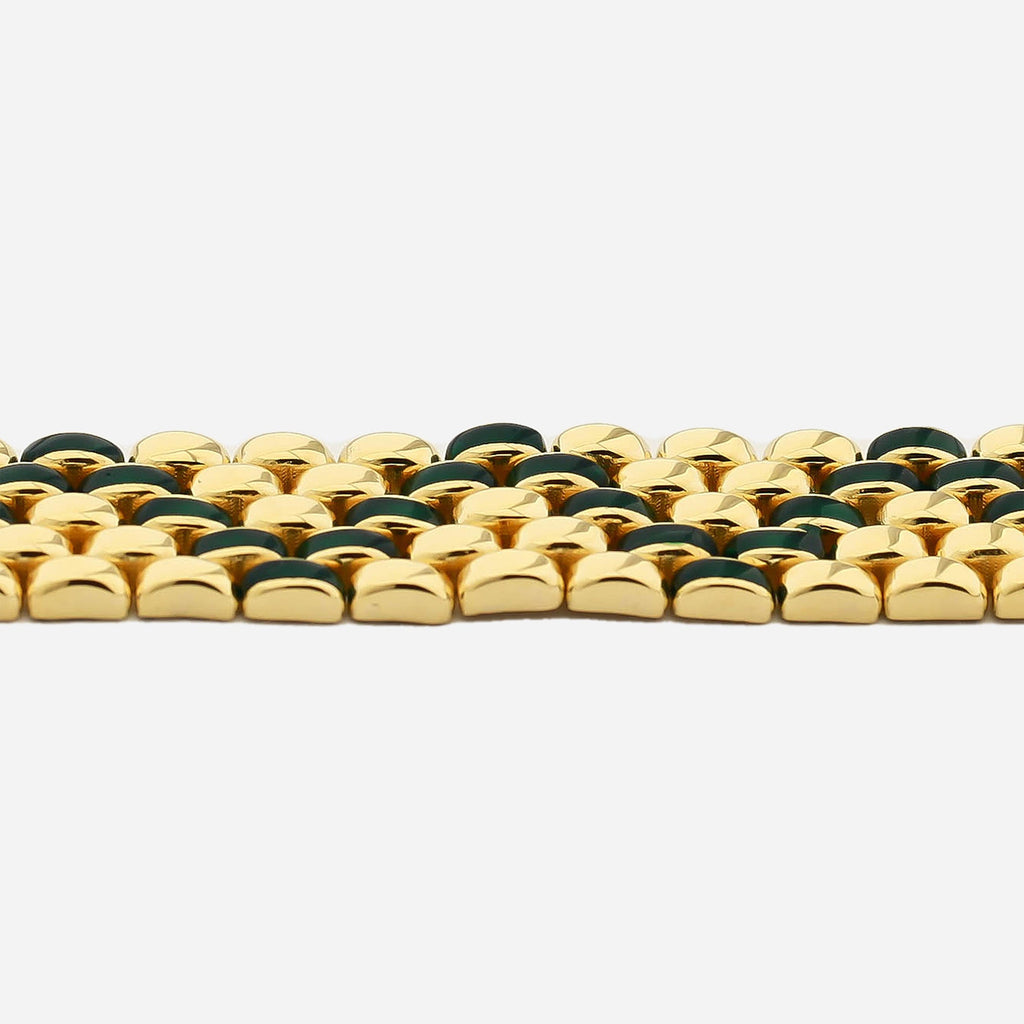 CHALIMU 14MM 14K Gold Bracelet With Green Enamel