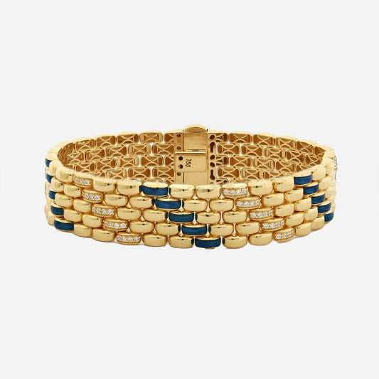 CHALIMU 14MM 14K Gold Bracelet With Ocean Blue and Gemstone
