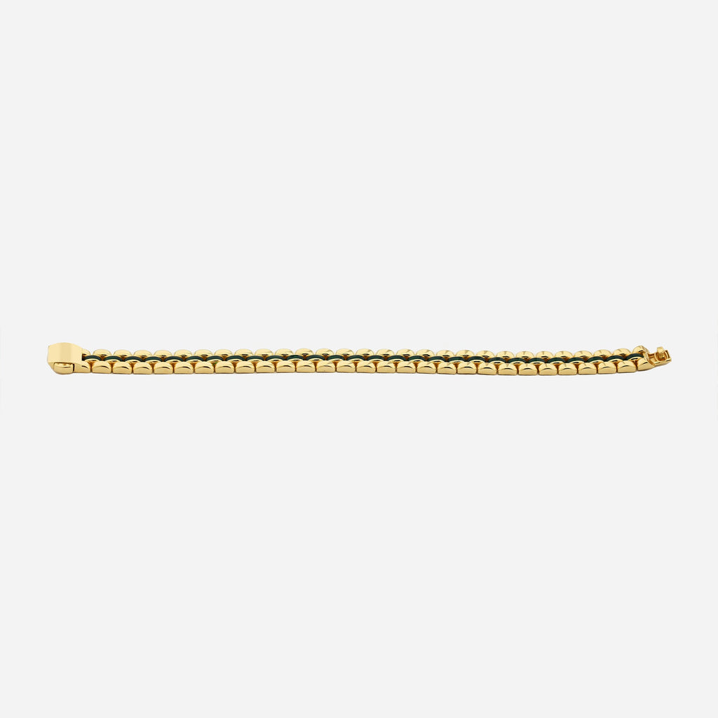 CHALIMU 9MM 14K  Gold Bracelet With Green Enamel
