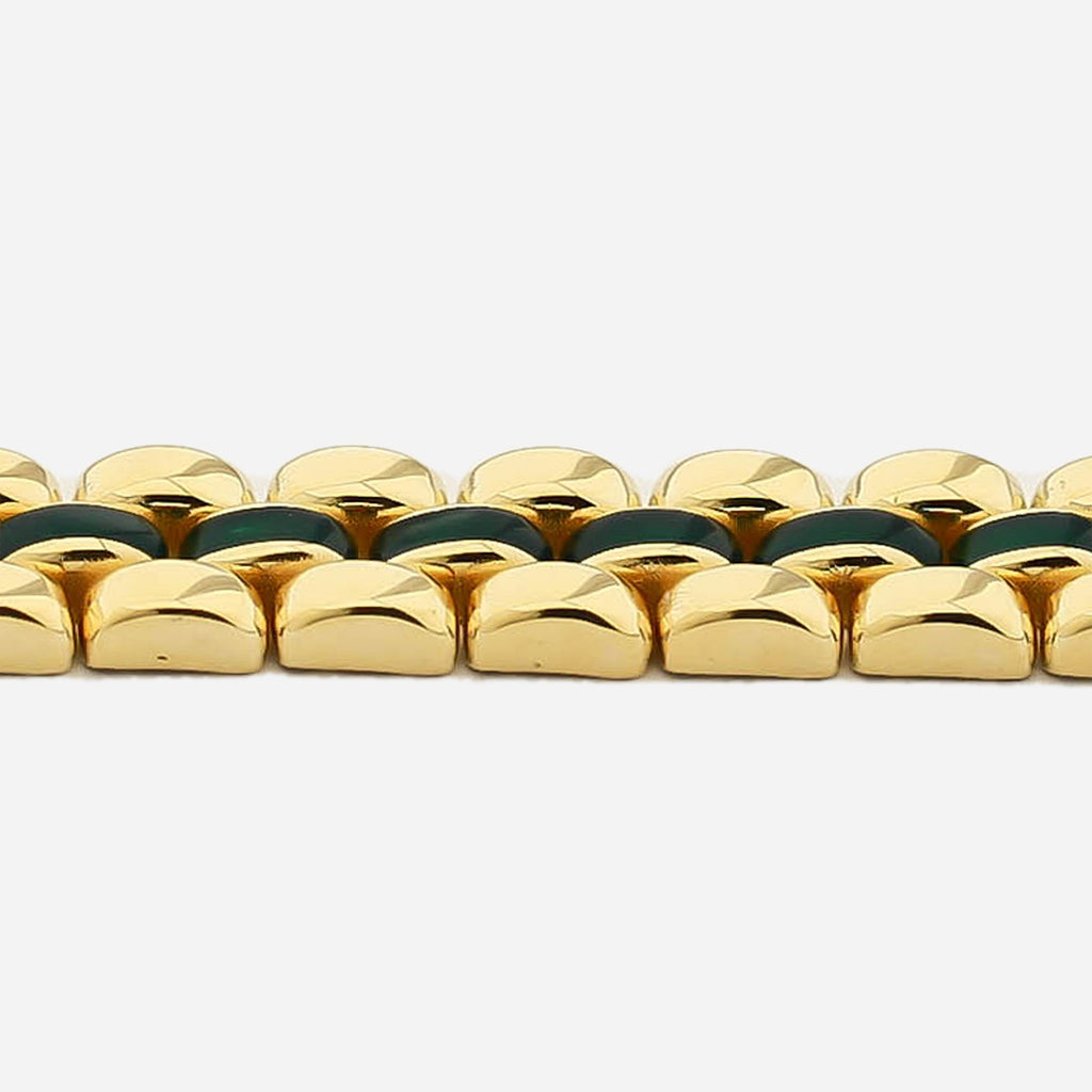CHALIMU 9MM 14K  Gold Bracelet With Green Enamel