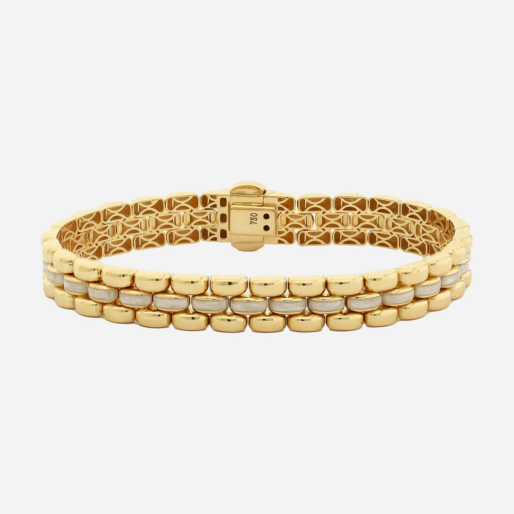 CHALIMU 9MM 14K  Gold Bracelet With Pearl Enamel