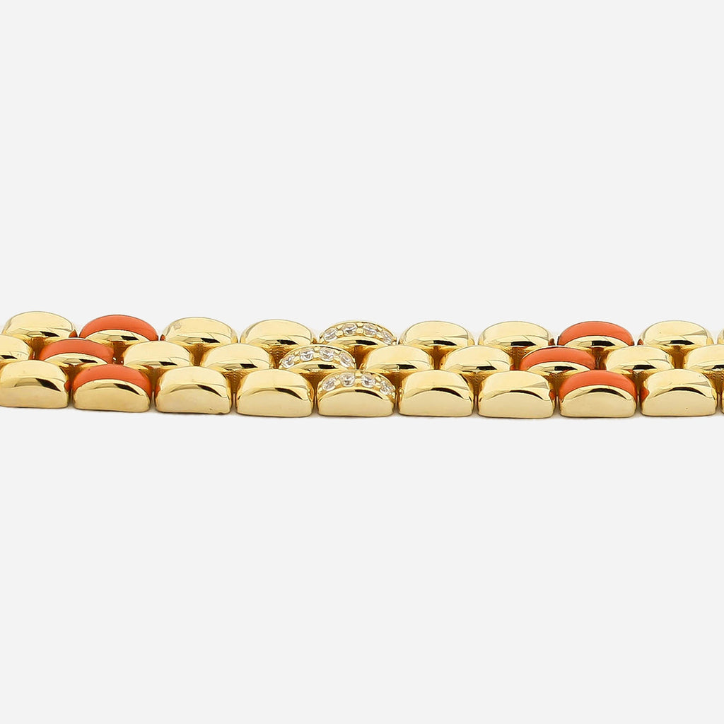 CHALIMU 9MM 14K Gold Bracelet With Orange and Gemstone