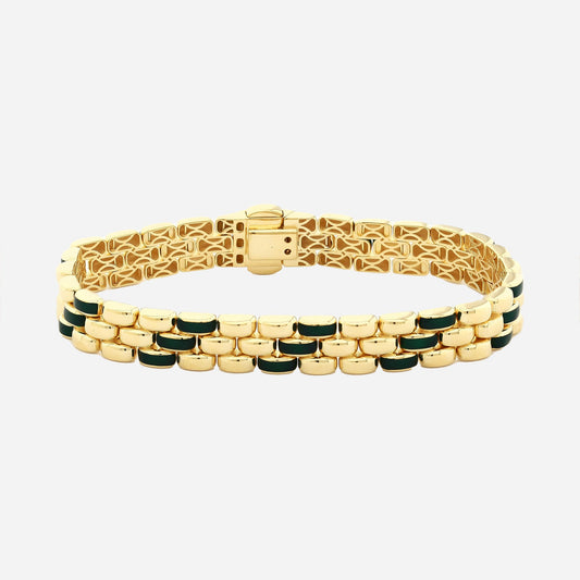CHALIMU 9MM 14K Gold Bracelet With Green Enamal
