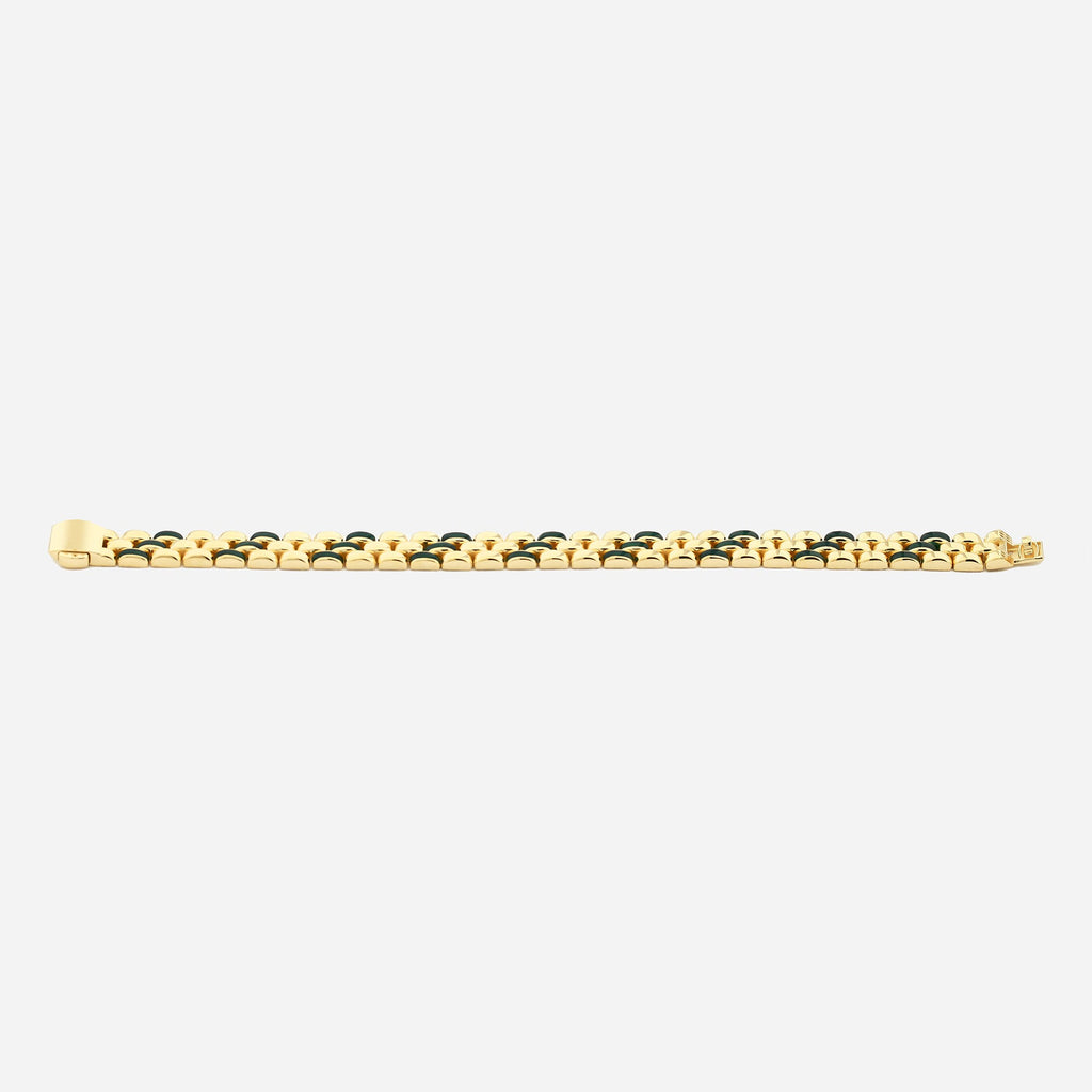 CHALIMU 9MM 14K Gold Bracelet With Green Enamal