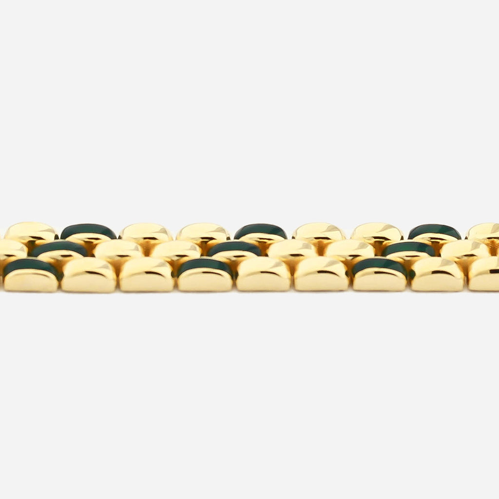 CHALIMU 9MM 14K Gold Bracelet With Green Enamal