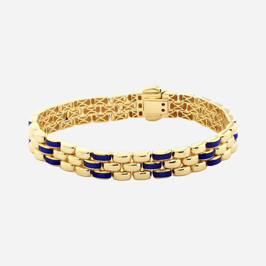CHALIMU 9MM 14K Gold Bracelet With Deep Blue Enamel