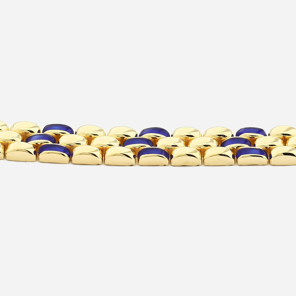 CHALIMU 9MM 14K Gold Bracelet With Deep Blue Enamel
