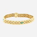 CHALIMU 9MM 14K  Gold Bracelet With Pearl and Blue Enamel