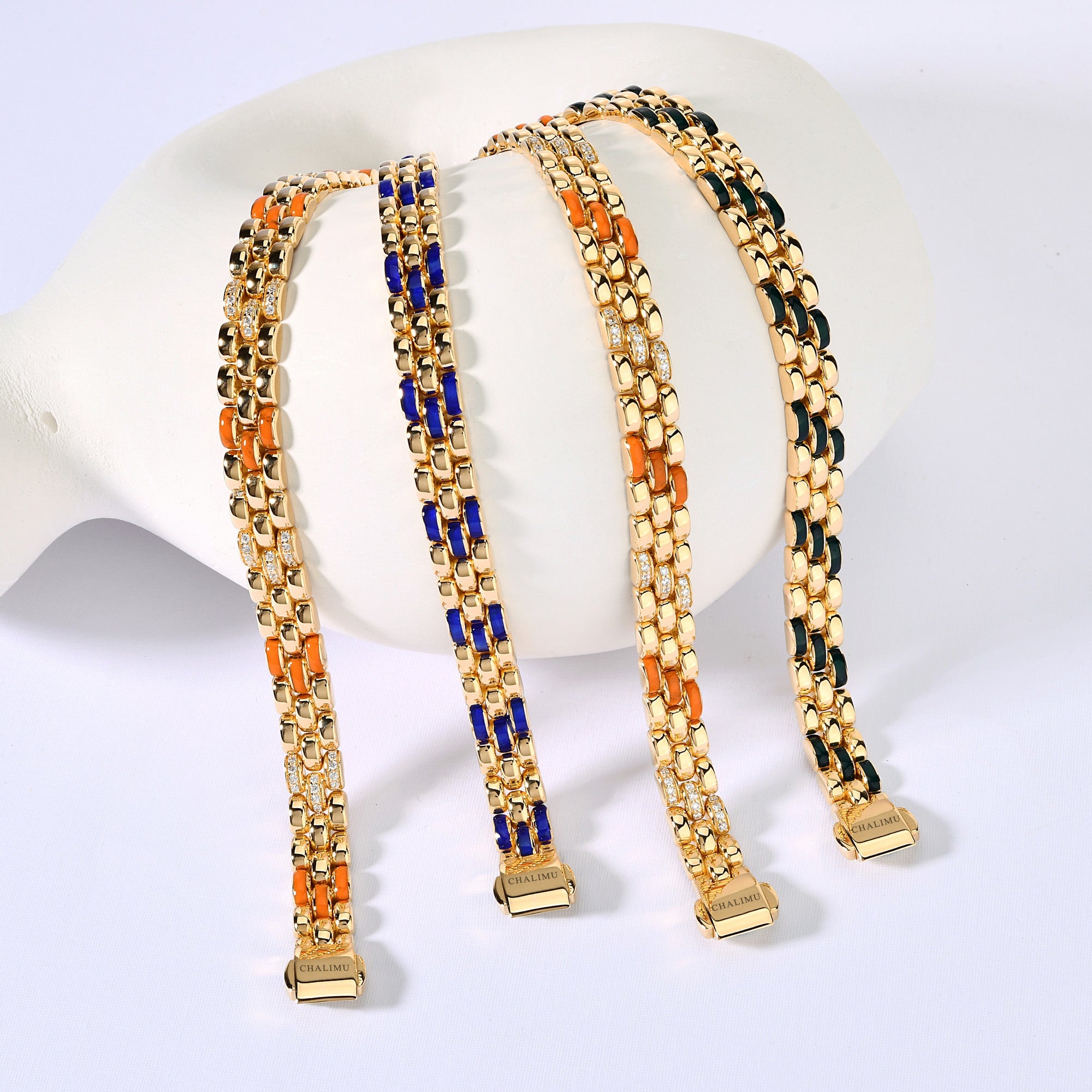 CHALIMU 9MM 14K Gold Bracelet With Orange and Gemstone