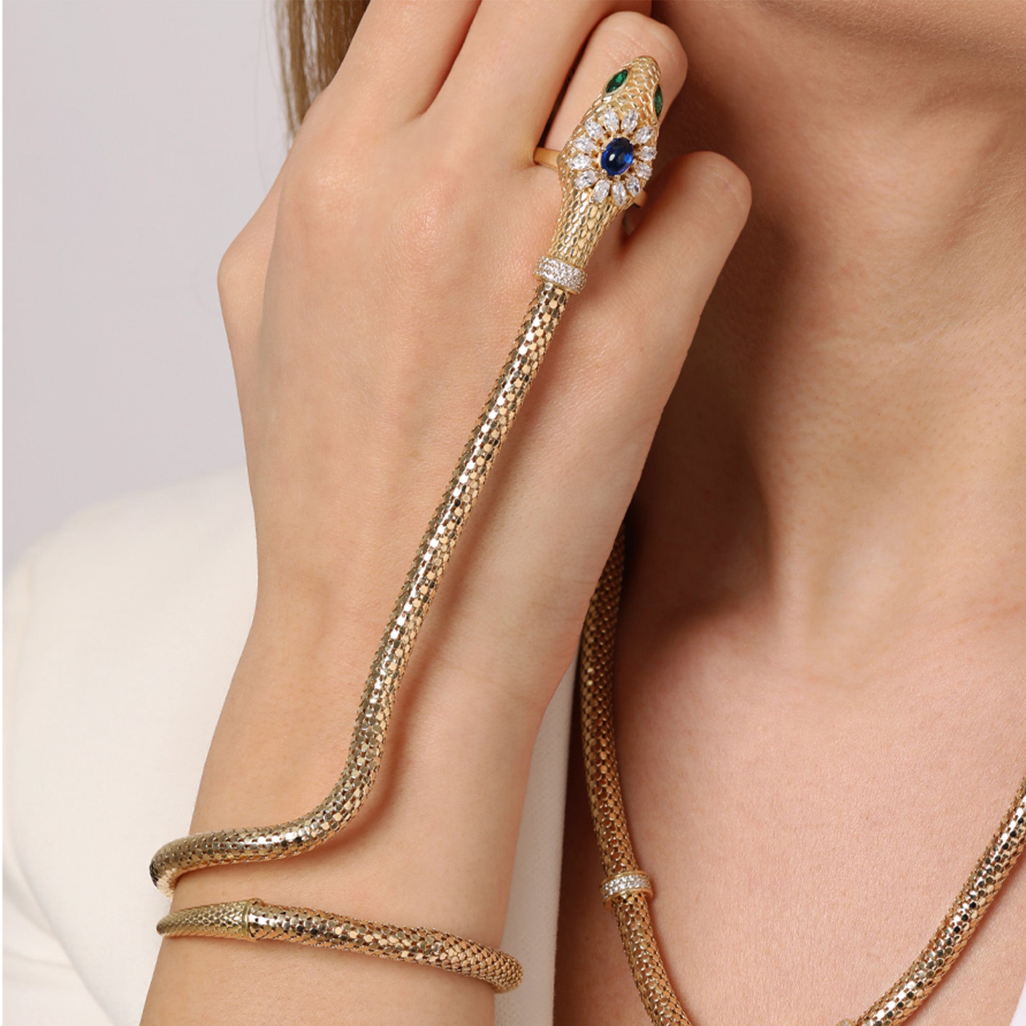 Yılan 14 Ayar Altın Şahmaran Bilezik | Serpent de Jardin